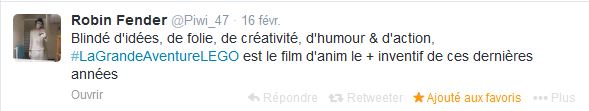 tweet la grande aventure lego